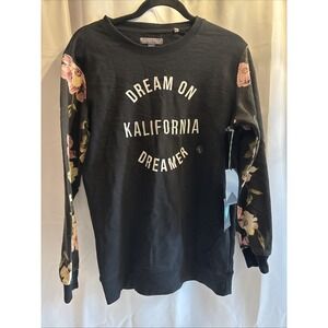 KENDALL & KYLIE Dream on Kalifornia Dreamer Black/Floral Crewneck Sweatshirt S